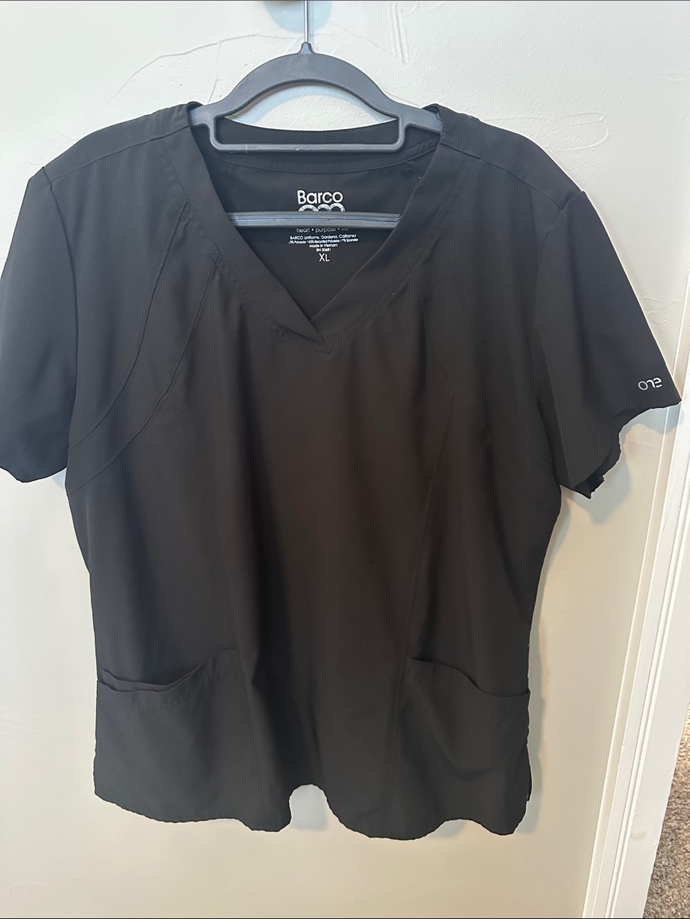 Barco One Women's Black V-Neck Scrub Top